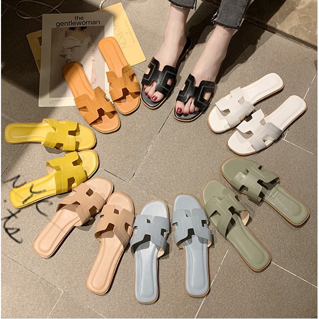 {COD/BAYAR DITEMPAT} DF 457 Sandal Selop Wanita Gaya Casual Anti Slip Warna Polos untuk Musim Panas