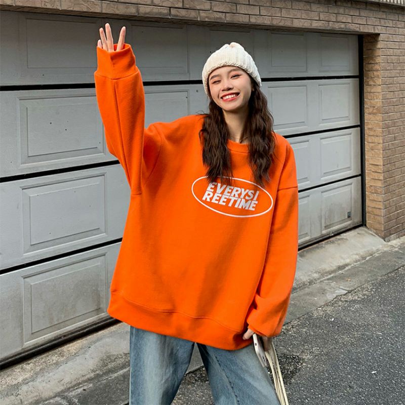 S - XXXXXL (6XL) Sweatshirts Korean Style EVERY TIME BIGSIZE Harajuku Style Loose Long Sleeve Jaket Sweater Jumbo Pria Wanita Orange 6XL 5XL 4XL 3XL XL L M S Ulzzang Jaketin aja