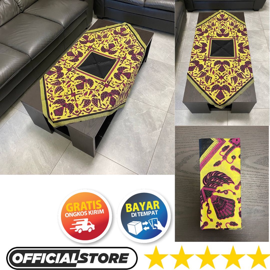 Taplak Meja Ruang Tamu Set Kain Batik Persegi Empat Kotak Ukuran 100 x 100 Bahan Katun Halus Table R
