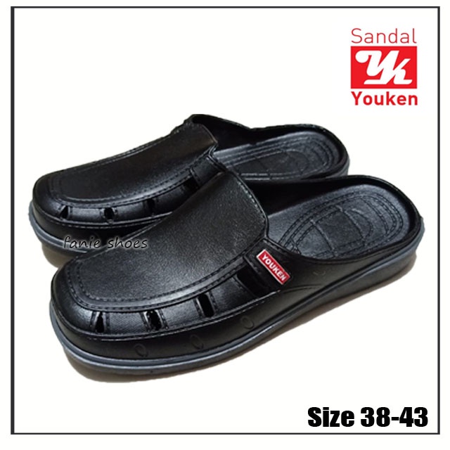 Youken 145 Sandal Selop 38-43 Hitam / Selop Bakpao Baim Karet Karet Laki-laki