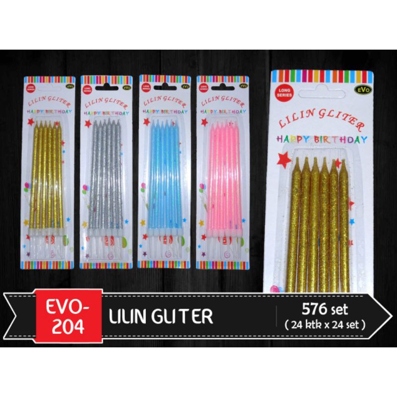 

lilin ultah glitter evo 204 isi 5 batang