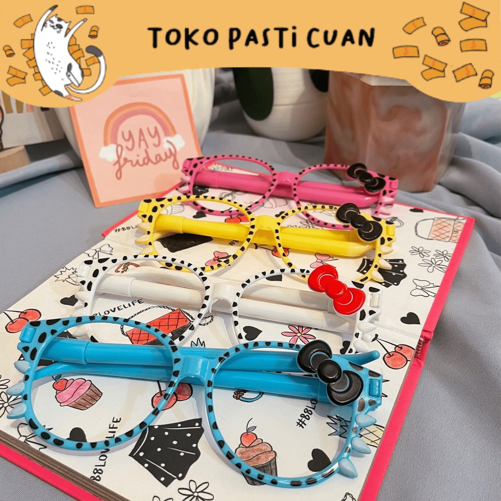 pulpen pen gel mainan kacamata 2 sisi pena lucu tinta hitam bisa COD pen imut keren pulpen unik atk 