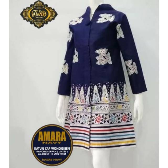 TERBARU Tunik Batik / Batik Tunik Warna Navy TUNIK BATIK AMARA