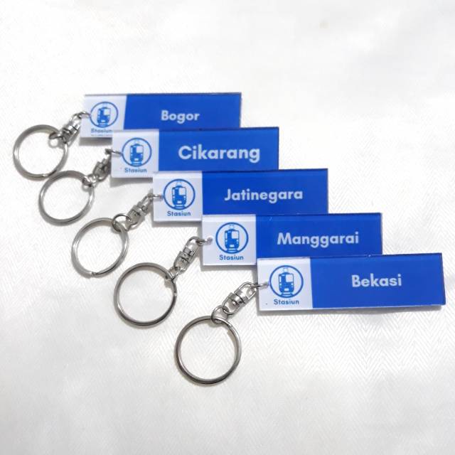 Gantungan Kunci Papan Stasiun KRL Commuter Line