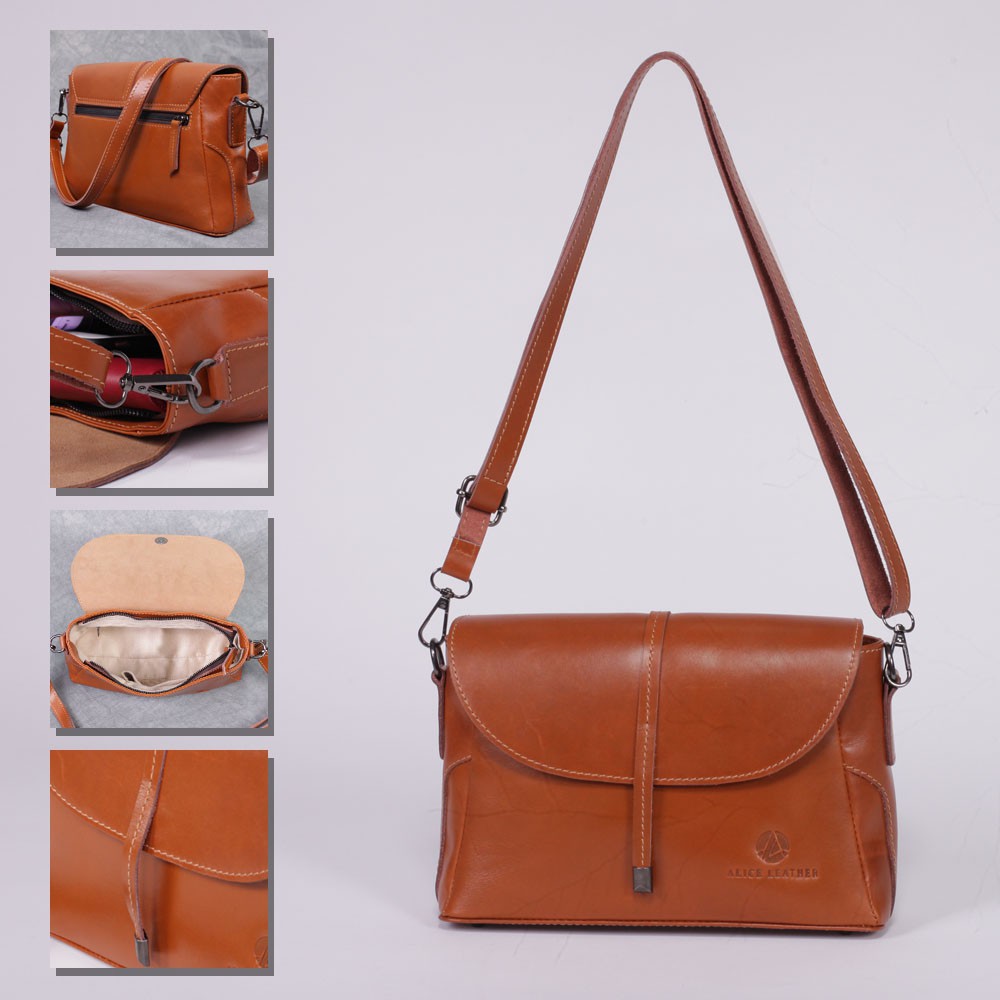 Tas Cewek Selempang / Tas Wanita Sling Bag Kulit Sapi Asli ALICE LEATHER DAISY LEATHER BAG - AL05