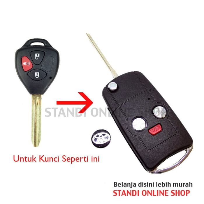 Casing Kunci Lipat FlipKey Toyota Innova Fortuner Yaris 3 Tombol