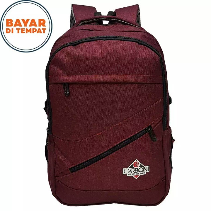 Carboni Tas Ransel Pria Tas Punggung Backpack Original + Raincover - Red