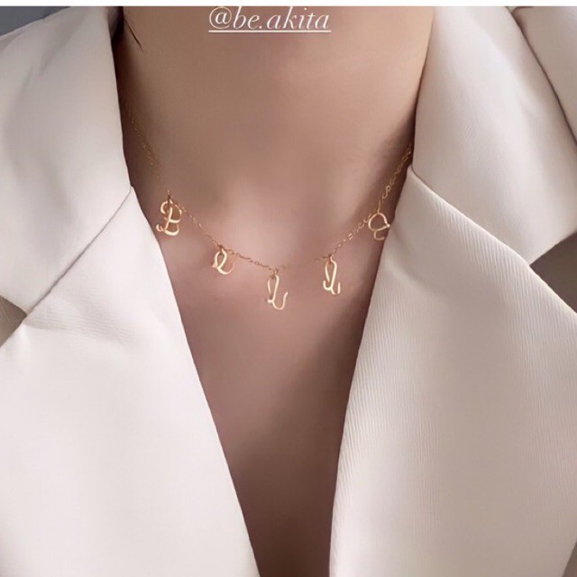 BE.AKITA — Kalung Nama Wire name necklace choker pearl + gift box