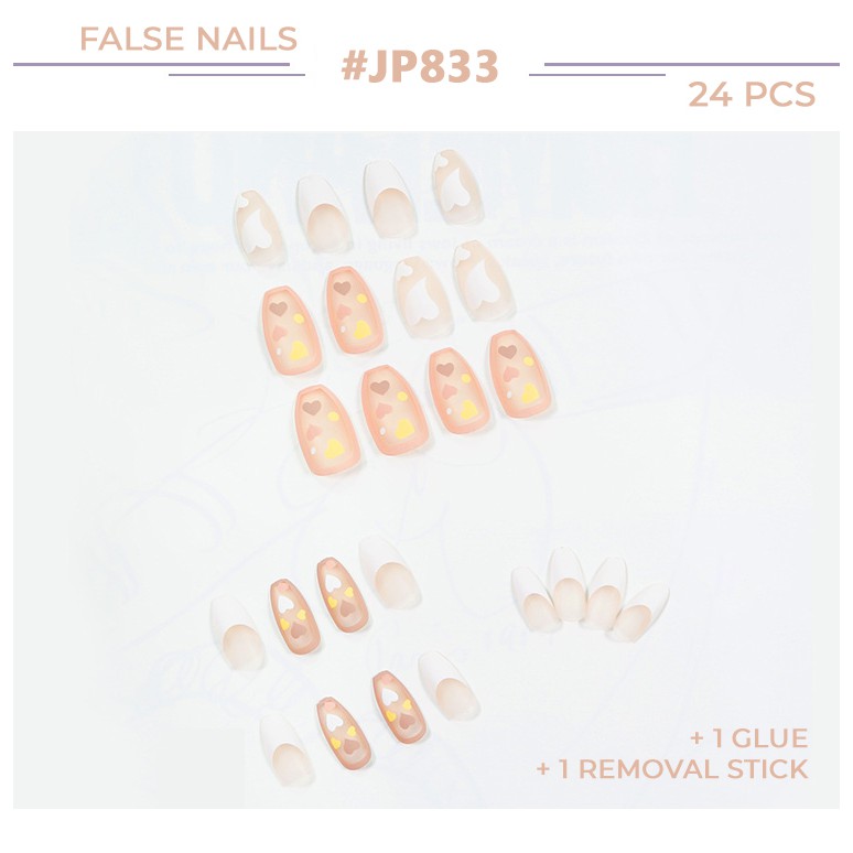 24 PCS False Nail #JP833 High Quality | Kuku Palsu Doff / Matte | Waterproof