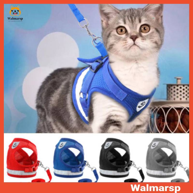 Harness Anjing / Kucing Adjustable dengan Tali Tuntun untuk Jalan-Jalan