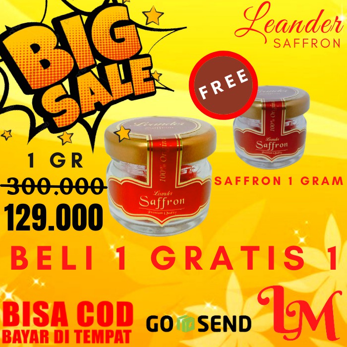 

[BELI 1 GRATIS 1 ] Saffron 1 Gram Spesial Super Negin Iran Red Gold Premium Quality Safron Original