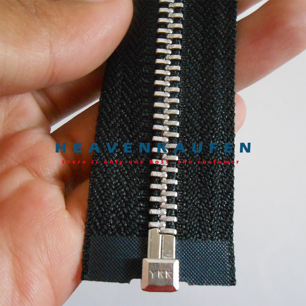 Resleting Jaket YKK Daun Hitam Gigi Silver 70 cm (28 inch) Murah