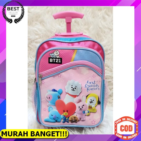 Tas Troli Anak Perempuan Karakter Bt-21 Nyala Timbul Tas Dorong Anak Tk Troli Ransel Tk Paud Unicorn