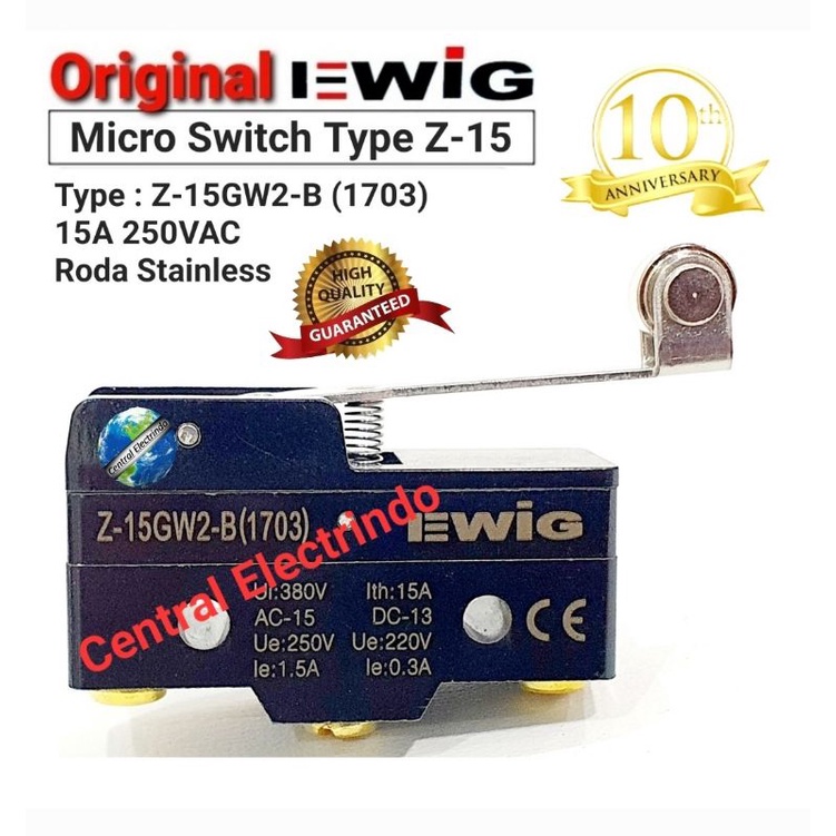 Limit Switch/Micro Switch Z-15-GW2-B 15A 250VAC 1NO 1NC EWIG.