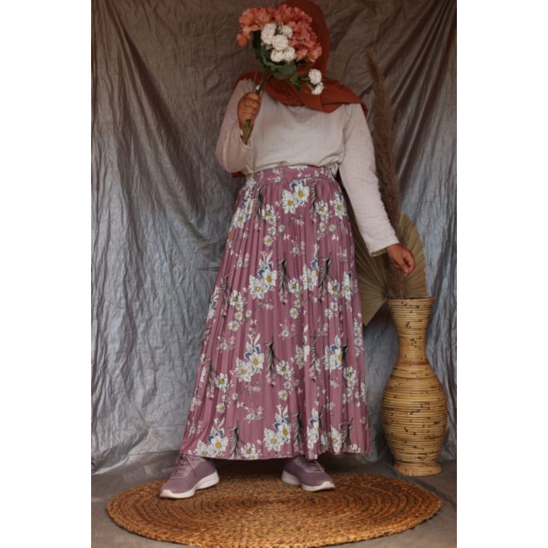 SH_ ROK PANJANG BUNGA SUNFLOWER / PLEATED SKIRT ROK MAYUNG ukuran ALLSIZE fit to XL (1kg muat 4pcs)