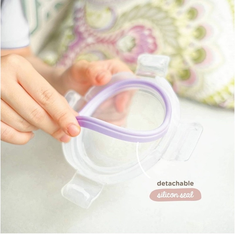 [FREE BUBBLE] Little Dimple Food Container 240ml Wadah Tempat Simpan Makan MPASI Bayi Kaca + Penggaris Ukur Anti Tumpah Aman KUKUSAN