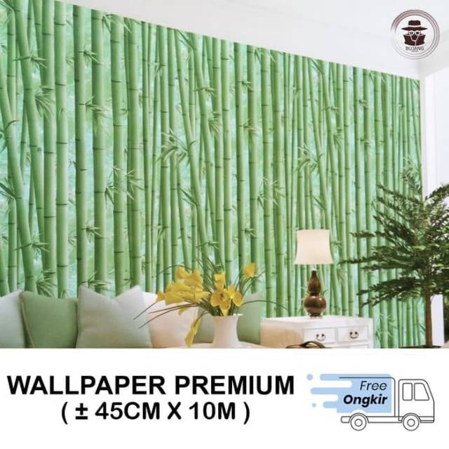 Wallpapset stiker dinding motif bambu muda vintage