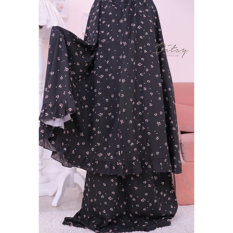 Mukena Prayer Set Ditsy Januari 2022 Cicera Black Pink Yellow White PS Little 1 2 Prayerset