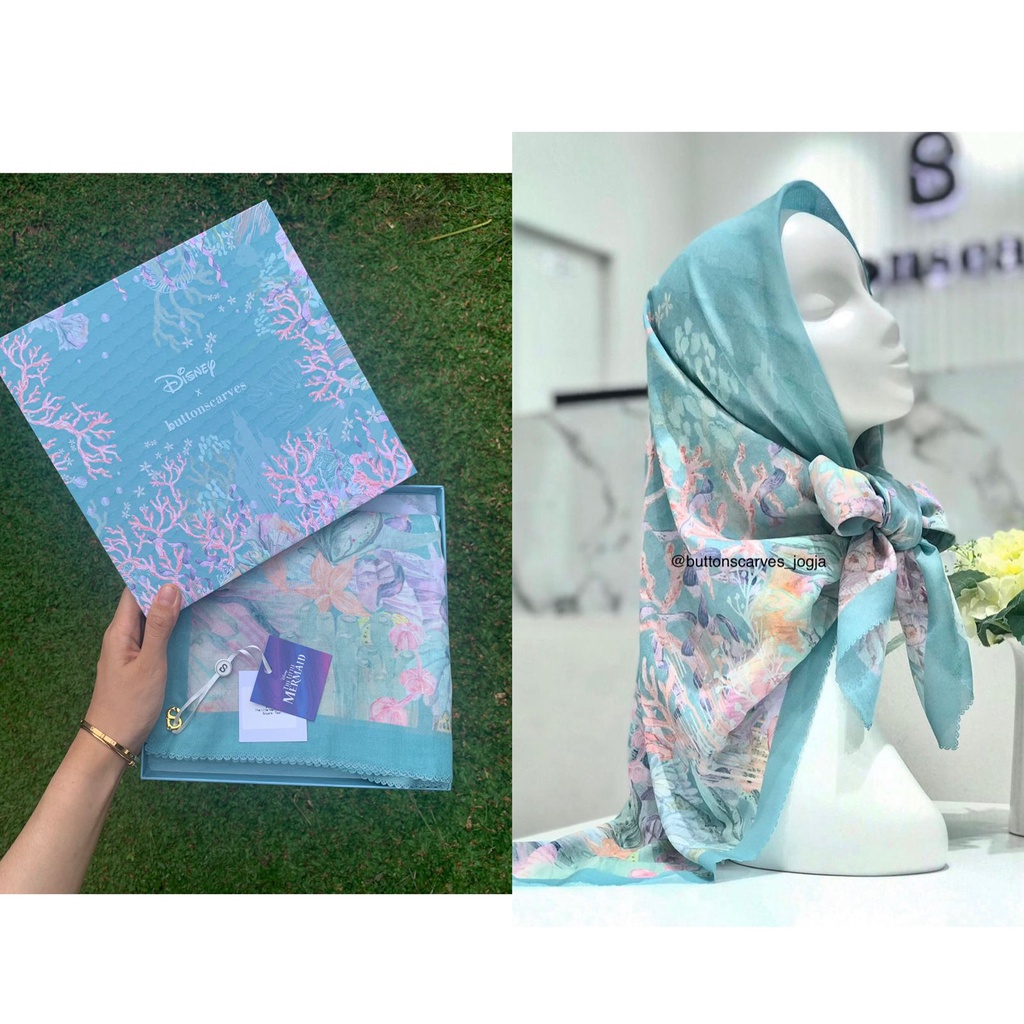 buttonscarves disney teal NEW voal bukan preloved buttonscarves