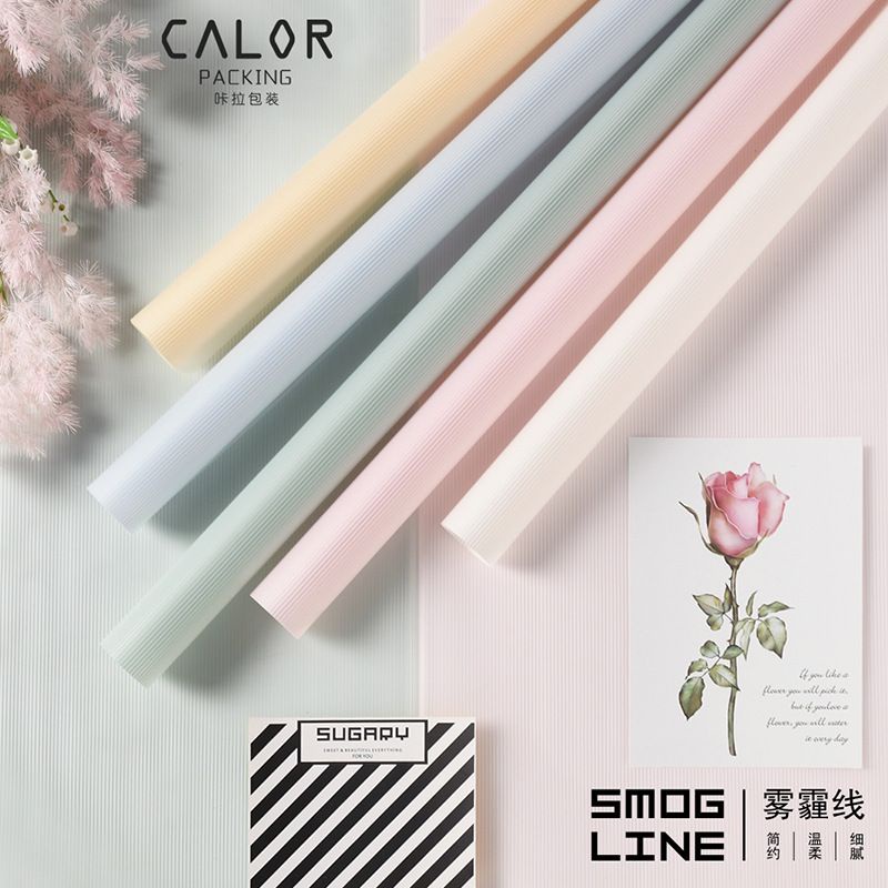 

(20Lembar) Kertas Bunga Buket Bening Salur / Stripe Semi Transparant Opp Wrapping Paper Cellophane