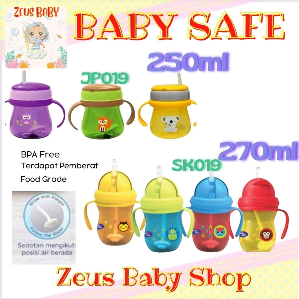 Baby Safe botol minum straw anti tumpah JP019 - cup weighted straw | SK019 270ML