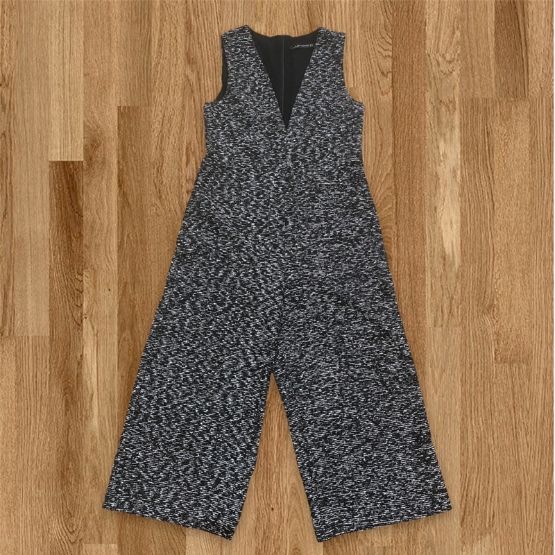 Preloved ZARA Woman Black & Grey Tweed Jumpsuit Original