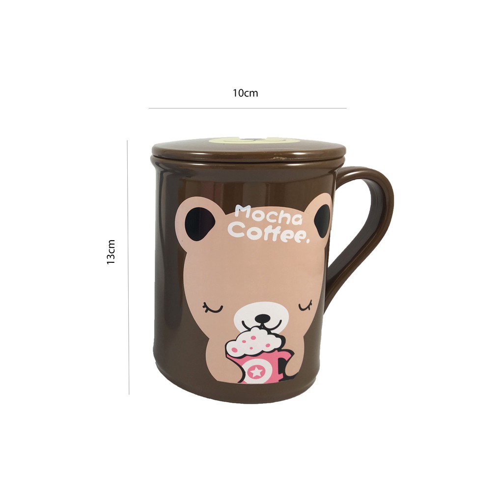 Gelas mug JUMBO karakter lucu MUG TUTUP PLUS  550ML