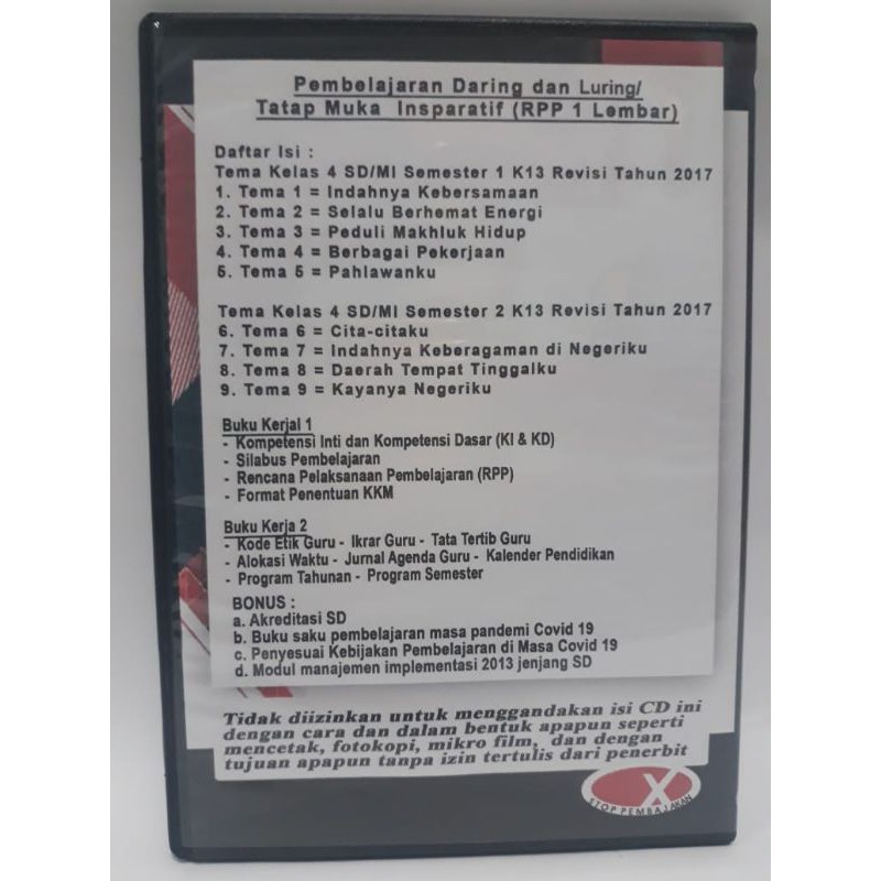 Cd Rpp 1 Lembar Daring Tematik Kls 4 Semester 1 2 Shopee Indonesia