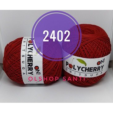Terbaru   Benang Rajut POLYCHERRY Onitsuga - warna MERAH 2402
