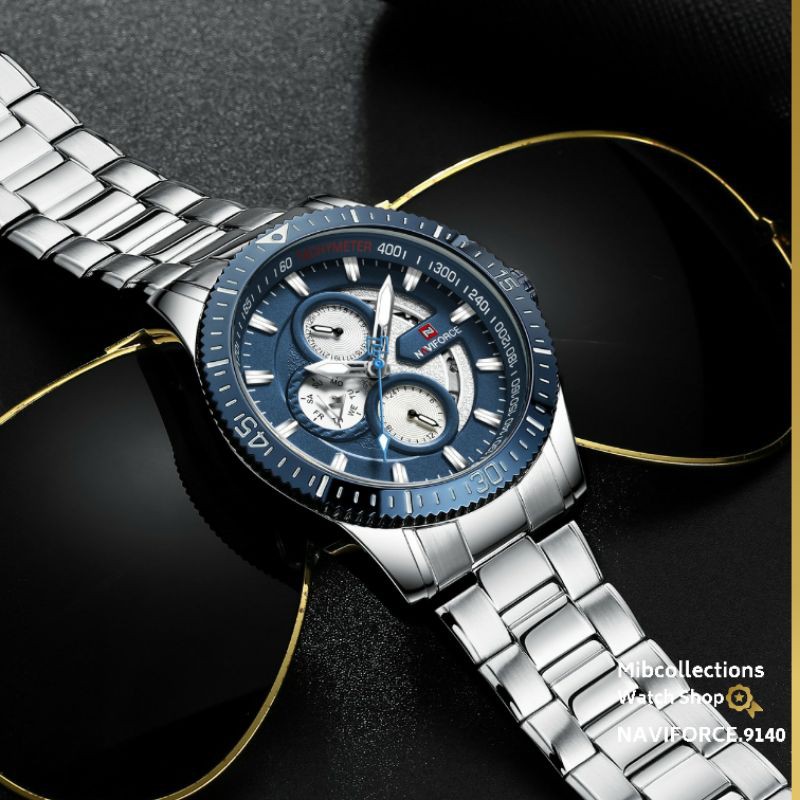 Jam Tangan Pria NAVIFORCE NF 9140 Original Stainles Steel Jarum Berfungsi Semua Box Full Set