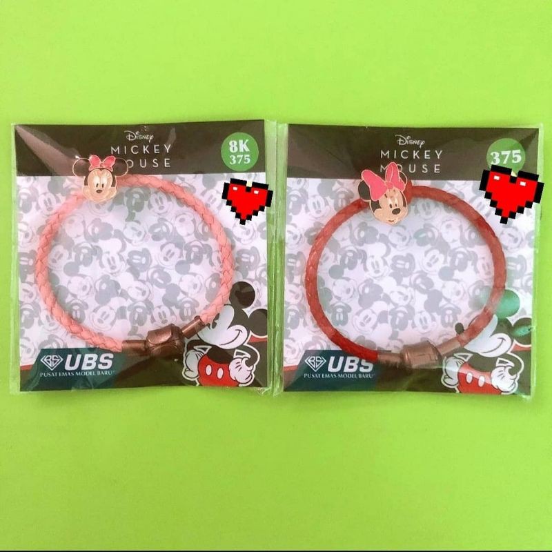 Gelang anak tali kulit minnie mouse UBS 8K UBS