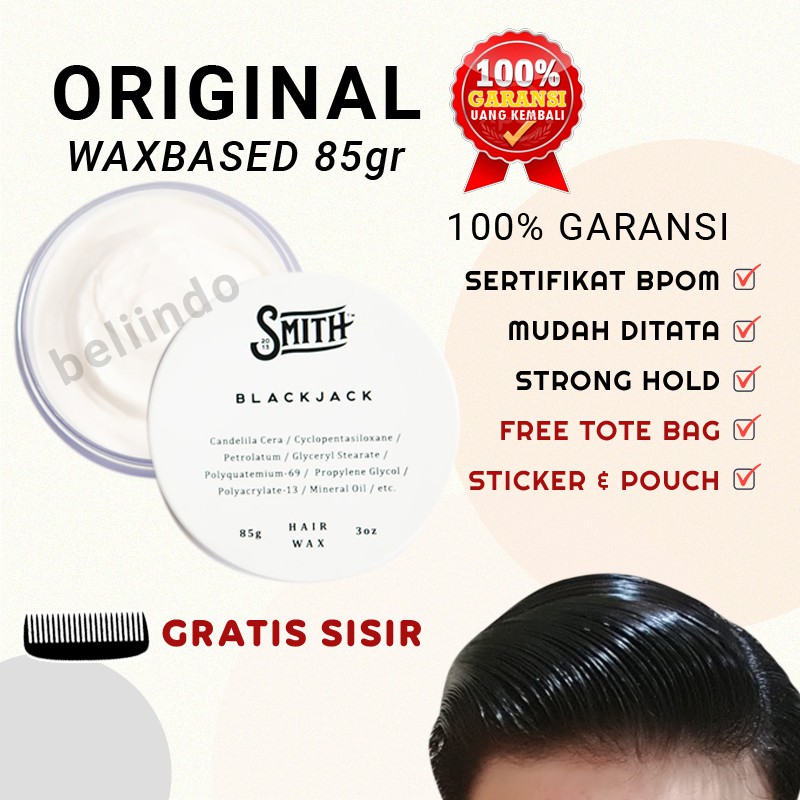 Minyak Rambut Pomade/ Pomade Pria / Waxbased / Wax Based Smith Blackjack Pria / Cowok 85gr