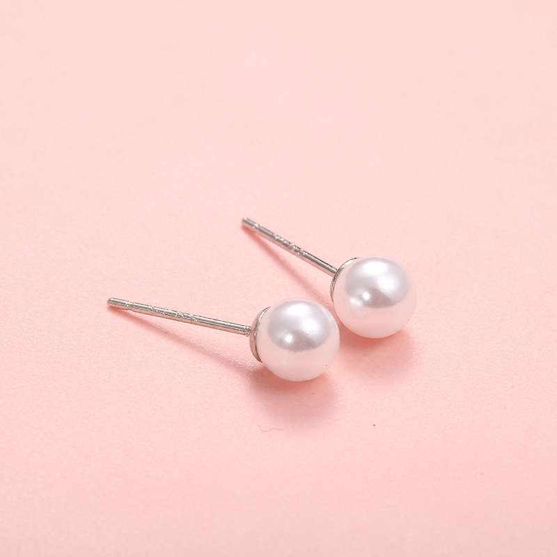 Anting Mode Korea 8mm Mutiara Perak Siswa Perempuan anting Plug Earrings Hadiah