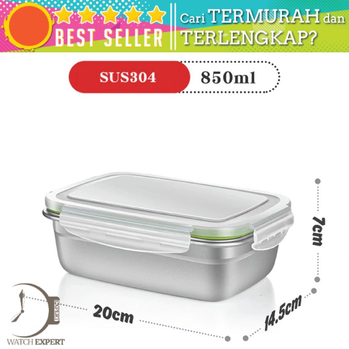 COD Kotak Makan Bento Lunch Box Bahan Stainless Steel 850ml