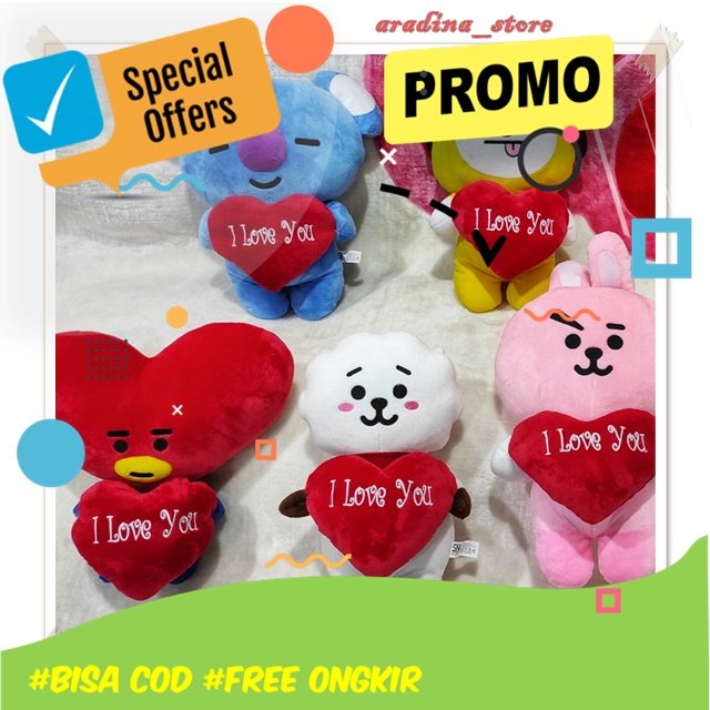 Boneka BTS BT21 Original Mini Ori Official Boneka Chimmy BT21 KOYA TATA COOKY Edisi Love Valentine
