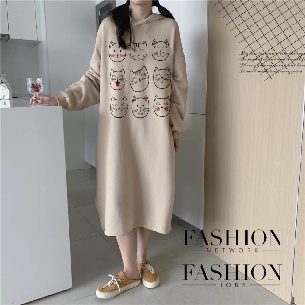 VS GG - dress OVERSIZE HOODIE JUMBO wanita SHELLA - konveksi murah tanah abang