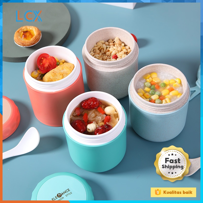 LCX Gelas Soup &amp; Ice Multifungsi Cangkir sup Anti Tumpah Panci sup Portable Free Sendok BPA Free VS-78