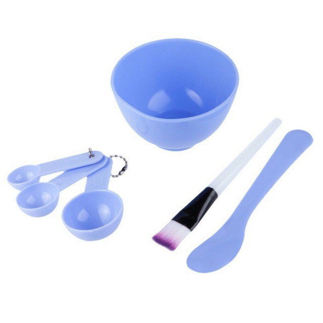 Set Mangkok Masker 4 in 1 Isi Mangkuk Kuas Sendok Takar Dan Spatula Bahan Plastik