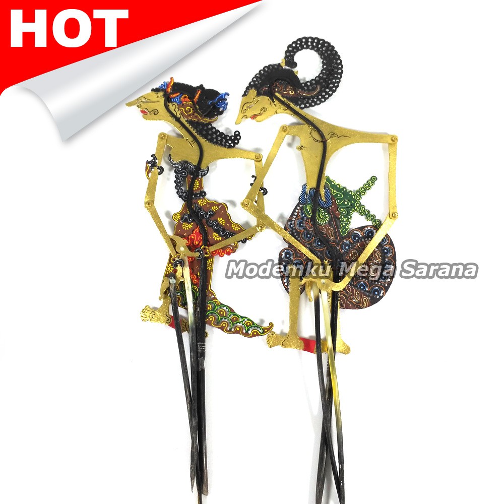 Miniatur Wayang Kulit Mini 20 cm - Arjuna &amp; Srikandi