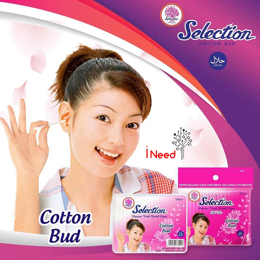 (INEED) KAPAS TIPIS SELECTION SERIES - KAPAS SELECTION FACIAL COTTON TIPIS (COTTON BUD-BULAT-FACIAL COTTON)