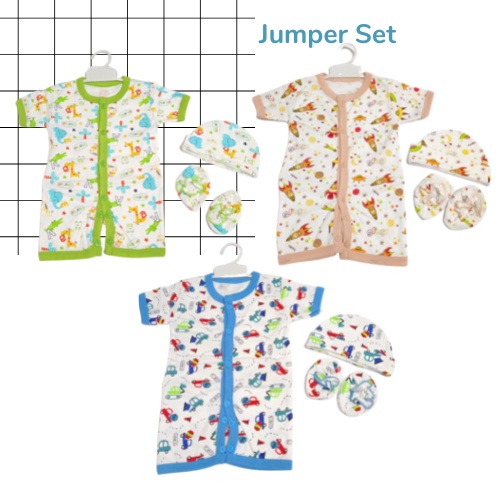 Jumper Set Katun Set Baju Bayi Jumper Full Print