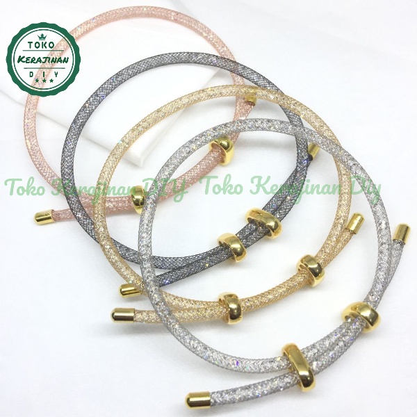 Gelang Tali Kawat Glitter Gelang Tali Kristal Glitter Untuk Liontin Emas