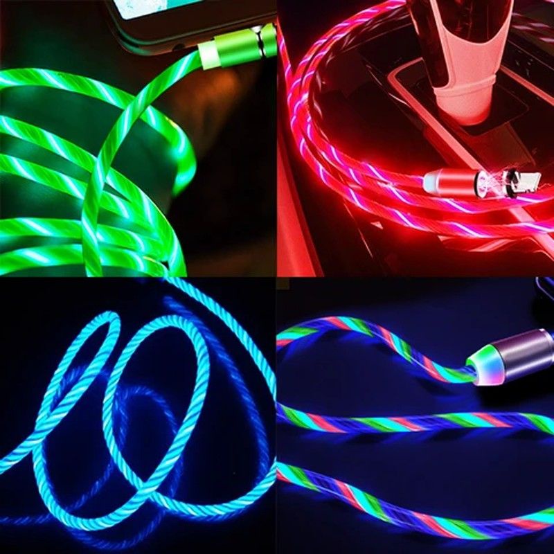 Kabel Data Magnet Led/Lampu Charger Mirco Usb Magnetik Fast Charging Untuk Untuk IOS/Android