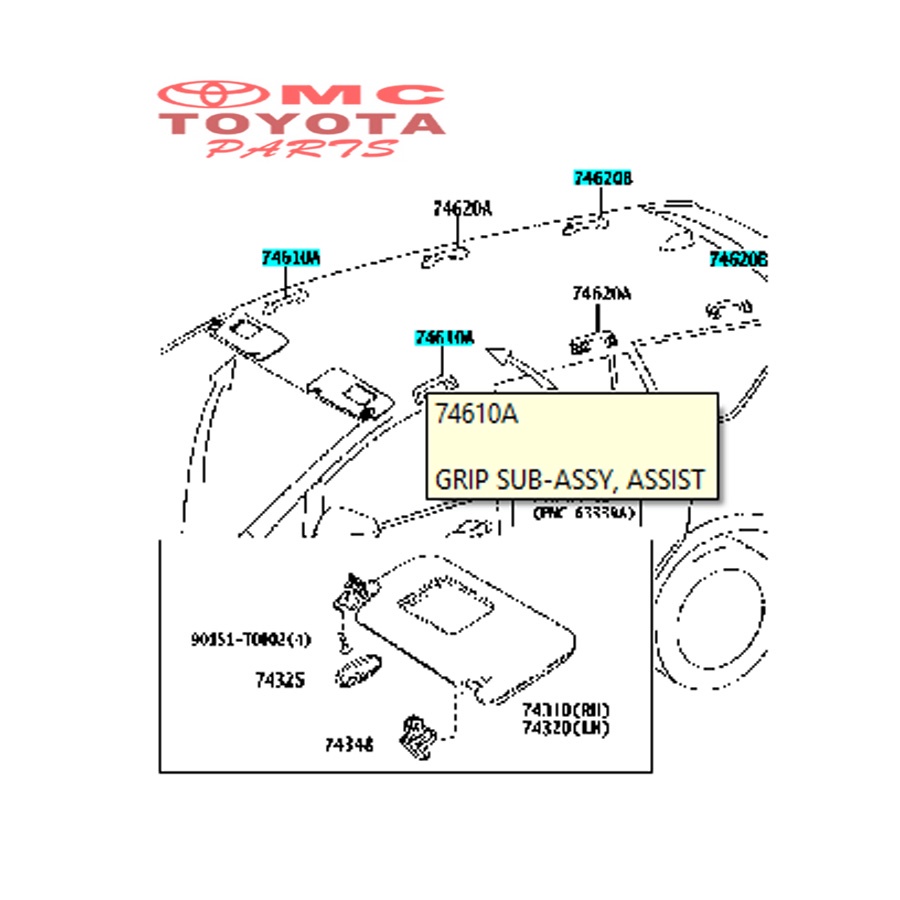 Pegangan Tangan Hand Grip Depan Innova Fortuner VRZ 74610-0K020-B0