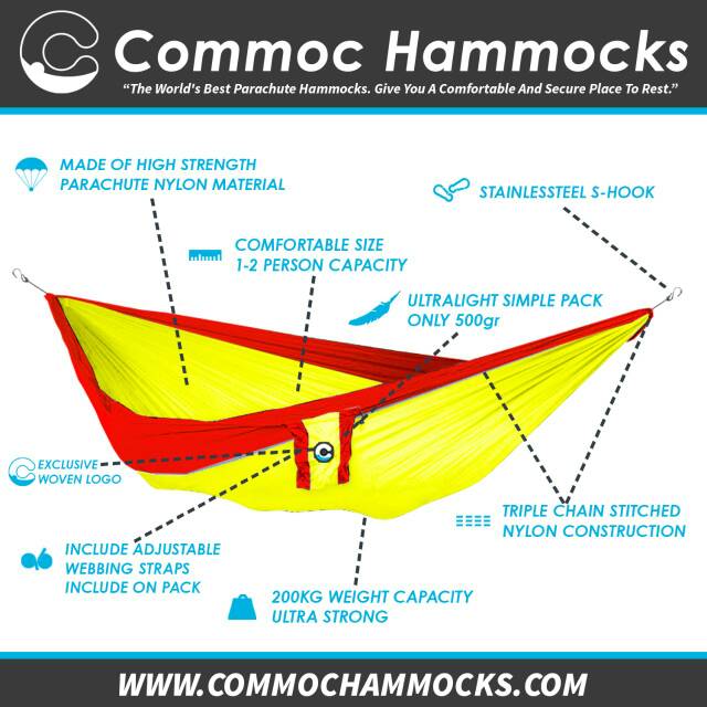 BASIC YELLOW DOUBLE COLOR COMMOC HAMMOCK PARASUT NO TICKETTOTHE MOON NO ENO HAMMOCK NO EIGER