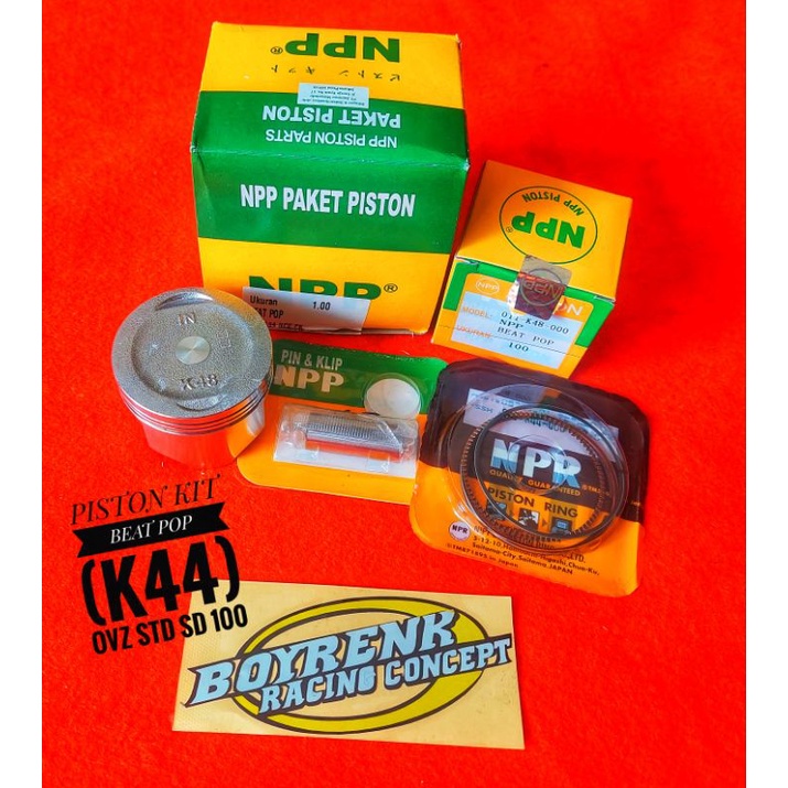 PISTON KIT BEAT POP KODE K44(NPP)OVZ STD sd 100 NPP-BOYRENK RACING