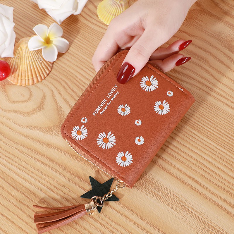 ♥TMALL88♥ Dompet Wanita Kecil Motif Bunga Daisy Dompet Kecil Wanita import motif Bunga