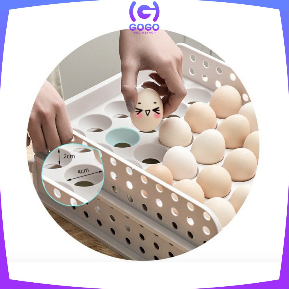 GOGO-C201 Rak Telur Egg Storage Box Organizer Kotak Telur Tempat Penyimpanan Telor 30 Sekat Imp