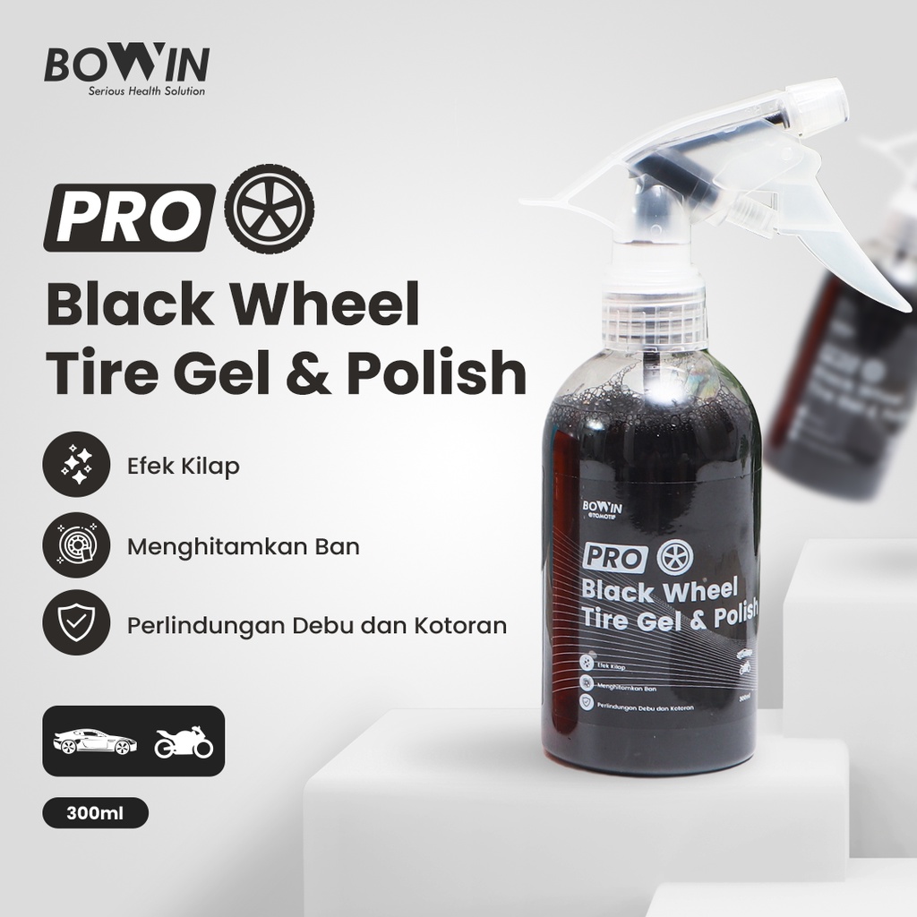 Bowin Black Wheel &amp; Tire Gel Polish (Semir Pengkilap &amp; Pembersih Ban Velg)