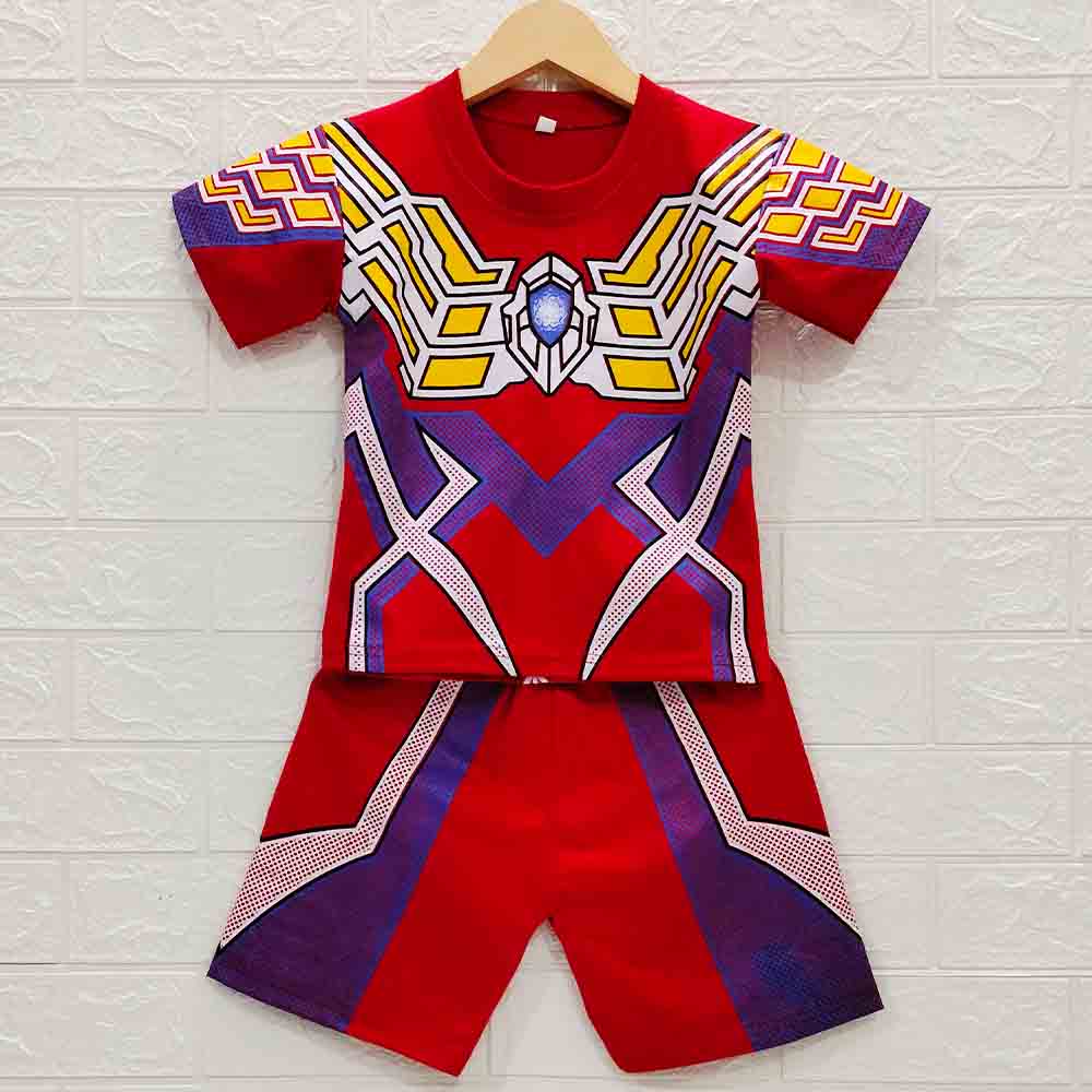 MKids88 - Baju Setelan Kaos Anak Superhero Karakter IRONMAN Bumblebee Optimus Batman Ultraman dll